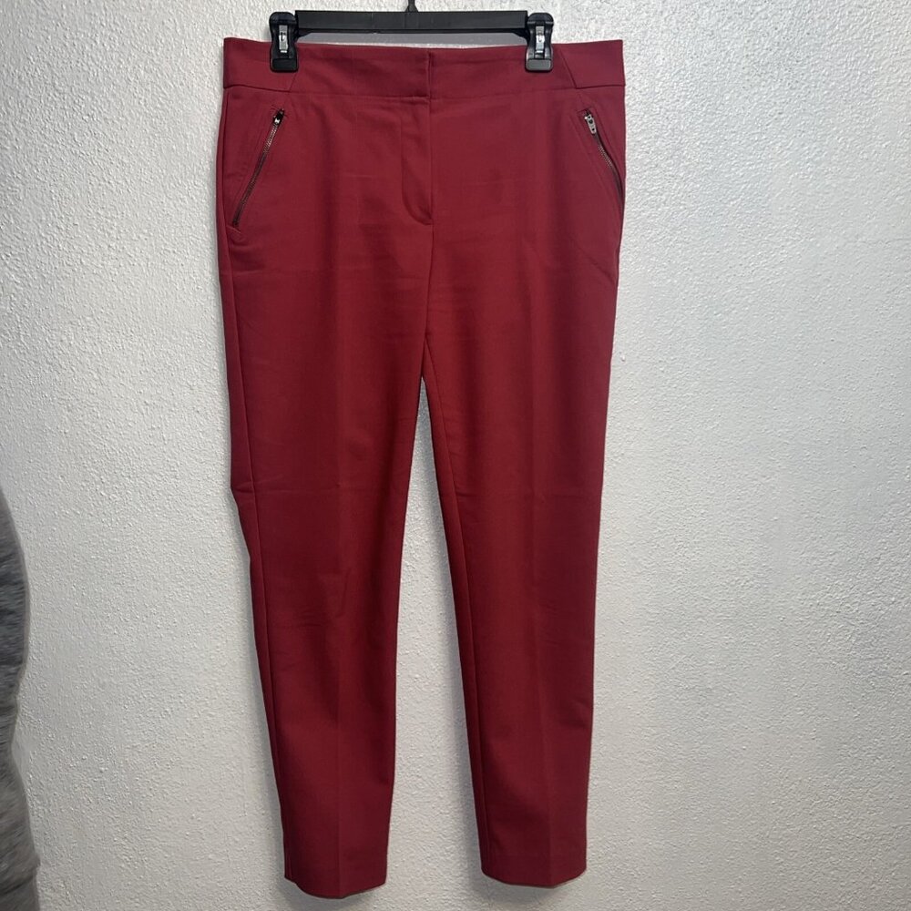 Ann Taylor Loft Womens Sz 8 Marisa Skinny Pants Fusha Pink Zip Pockets Casual‎